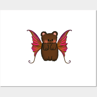 Fairy Teddy Bear with Pink, Orange and Purple  Wings Posters and Art
